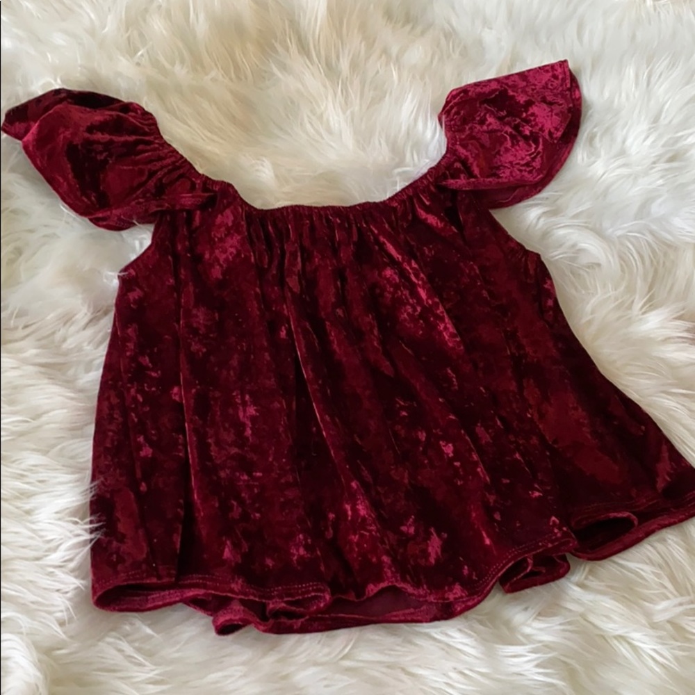Red velvet cold shoulder top